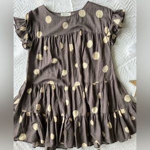 BUCKETLIST Polka Dot Tiered Grey Sundress